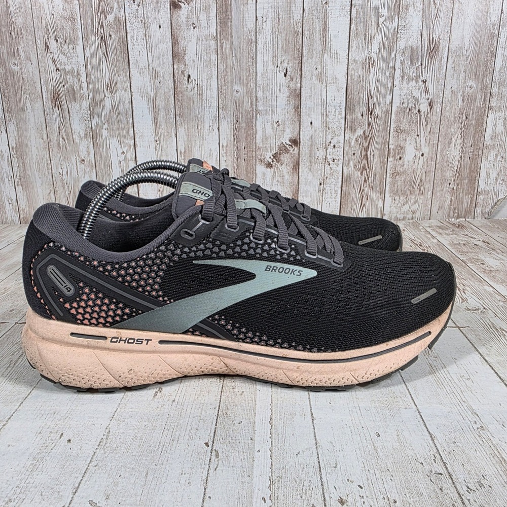 Brooks Ghost 14 Womens Running Shoes Black Pink Yucca 1203561B026 Size 11 B